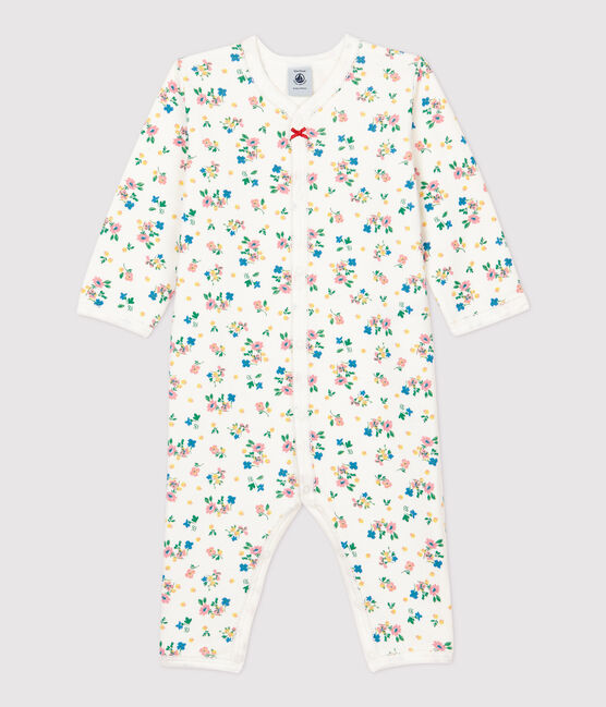 Dors-bien sans pieds à fleurs bébé en coton blanc MARSHMALLOW/blanc MULTICO